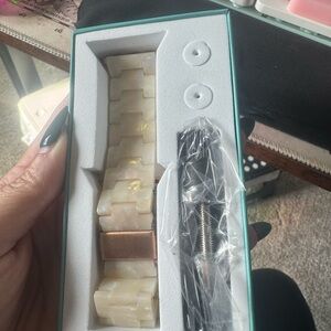 Elegant Cream and Gold Watch Band